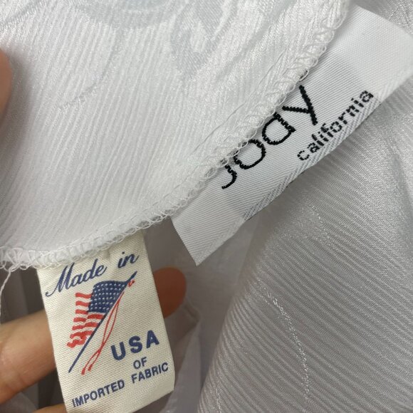 Vintage 80s Dress Floral Mini Ruffles Iridescent Women Beach Wedding Reception - Picture 7 of 13